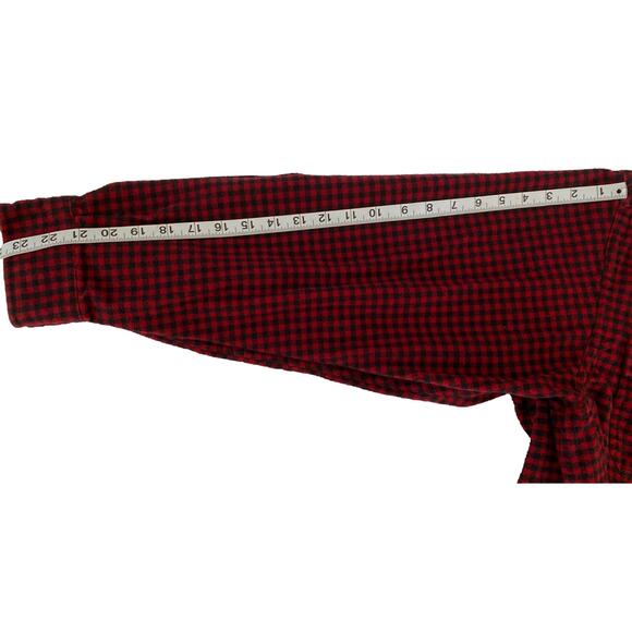 LL Bean Mens Red &Black Flannel LS Shirt Traditional Fit Thick, Tag Cut Out Lge - Picture 4 of 5